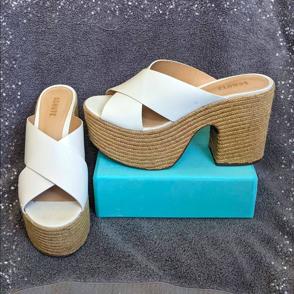 White platform slippers